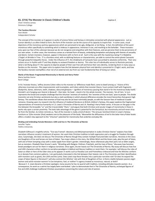 The Monstrous Fantastic Conference Paper Abstracts - International ...