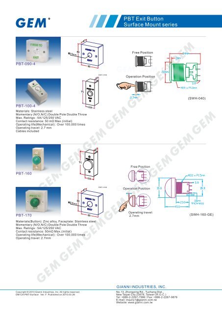 Catalogues - GEM,Gianni Industries, Inc.