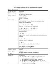 2004 Nieman Conference on Narrative Journalism: Schedule Friday ...