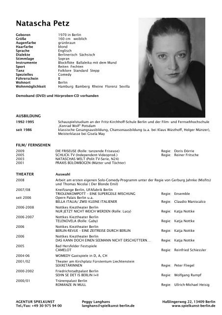 Vita Natascha Petz.pdf - Agentur Spielkunst