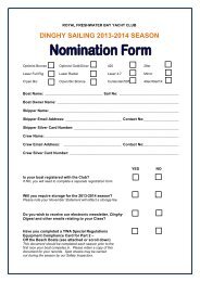 Dinghy Nomination Form 2013/14 - Royal Freshwater Bay Yacht Club