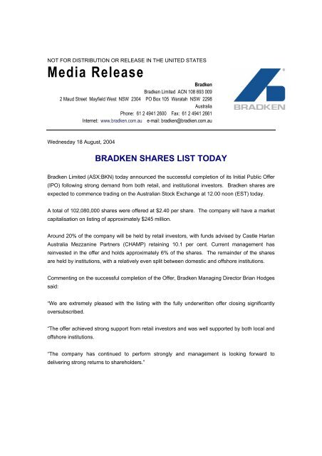 Media Release - Bradken