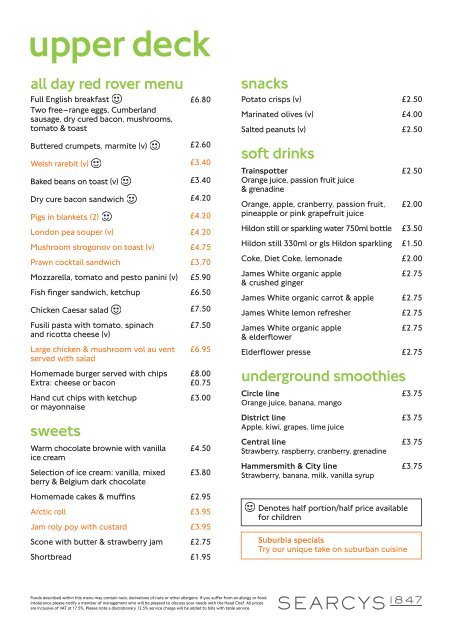 Red Rover Menu day red rover menu sweets snacks soft drinks underground smoothies