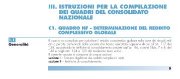 iii. istruzioni per la compilazione dei quadri del consolidato nazionale
