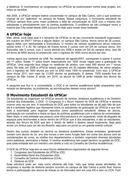 O Movimento Estudantil da UFSCar - Wiki-SL