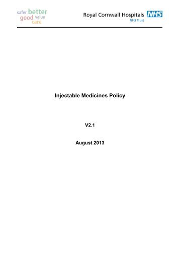 Injectable Medicines Policy - the Royal Cornwall Hospitals Trust ...