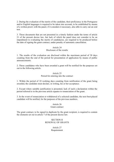 DECREE LAW no. 30/2008 Of the 13 of August REGIME FOR ...