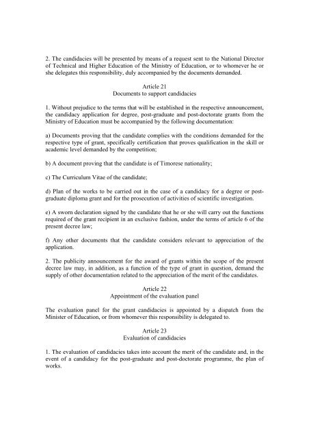 DECREE LAW no. 30/2008 Of the 13 of August REGIME FOR ...