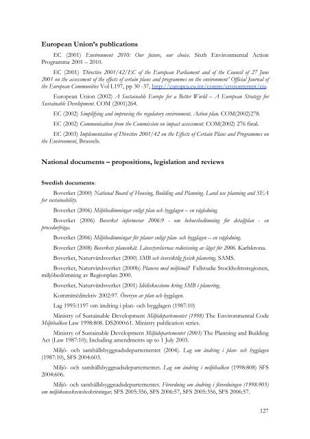 SEA IN THE CONTEXT OF LANDTUSE PLANNING