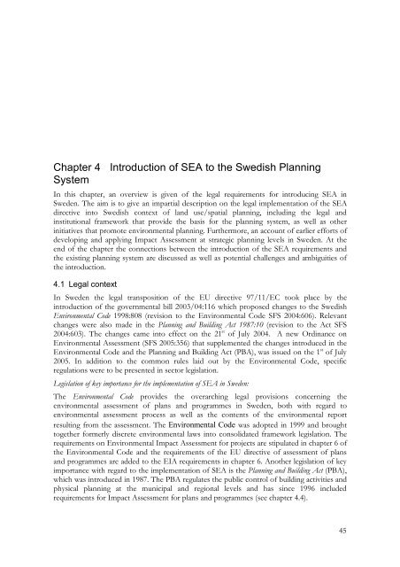 SEA IN THE CONTEXT OF LANDTUSE PLANNING