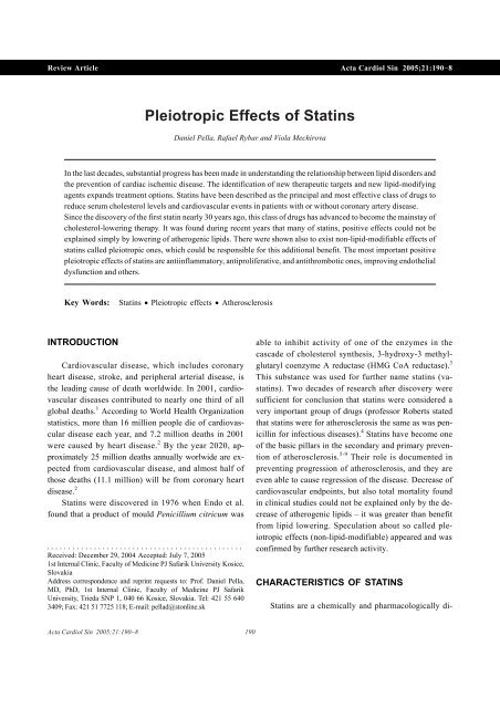 Pleiotropic Effects of Statins