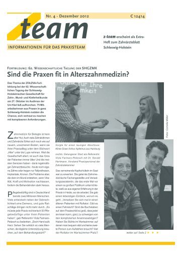 Ausgabe Nr. 4 - Dezember 2012 - ZahnÃ¤rztekammer Schleswig ...