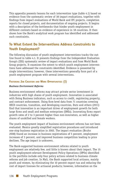 Youth Employment Programs - Independent Evaluation Group