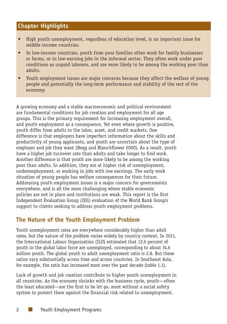 Youth Employment Programs - Independent Evaluation Group