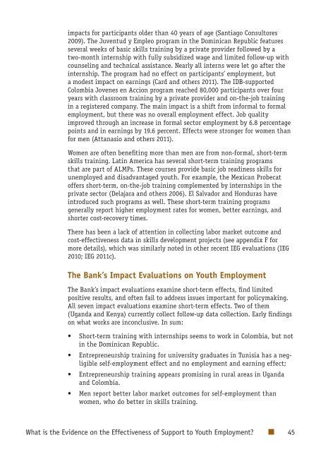 Youth Employment Programs - Independent Evaluation Group