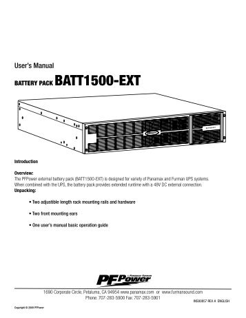 User's Manual - Furman Sound