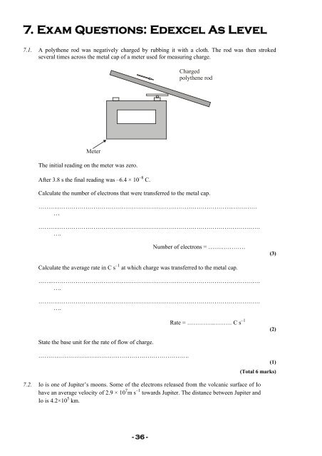 7. Exam Questions: Edexcel As Level