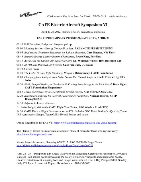 CAFE Electric Aircraft Symposium VI - CAFE Foundation