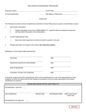 Reclassification Request Form & Instructions