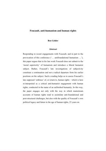 Foucault, anti-humanism and human rights