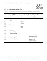 The Kansas-Nebraska Act of 1854 - EDSITEment
