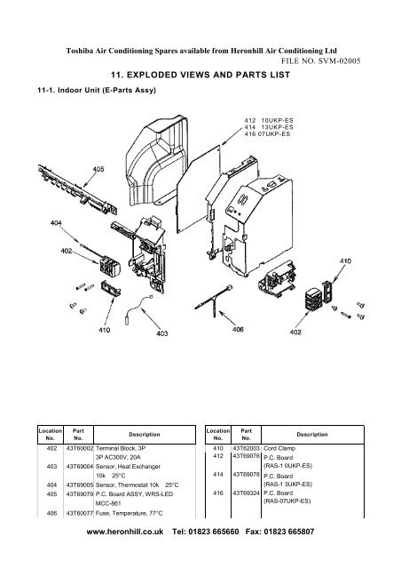 11. exploded views and parts list - Heronhill Air Conditioning Ltd