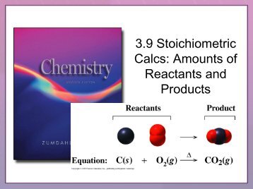 Stoichiometric Calculations Amounts of Reactants and Products