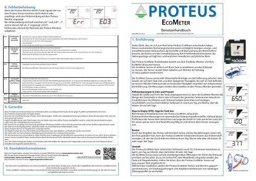Produkthandbuch (deutsch) - Proteus EcoMeter