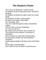The Student's Psalm - The Excel Program