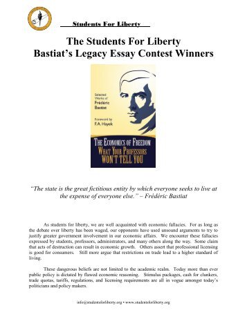 The Students For Liberty Bastiat's Legacy Essay Contest Winners