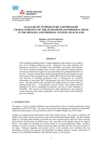 analysis of temperature and pressure characteristics ... - Orkustofnun