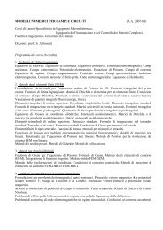 MODELLI NUMERICI PER CAMPI E CIRCUITI - Il Dipartimento di ...