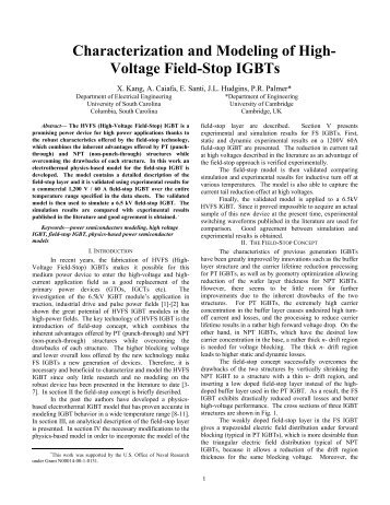 Characterization and Modeling of High- Voltage Field-Stop IGBTs