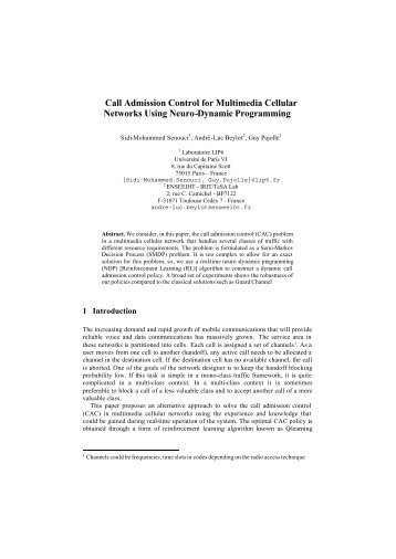 Call Admission Control for Multimedia Cellular Networks Using ...