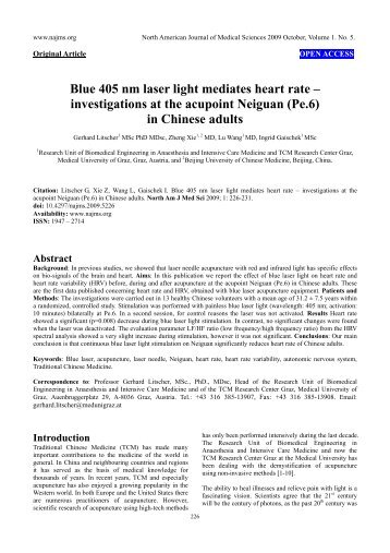 investigations at the acupoint Neiguan (Pe.6) - North American ...