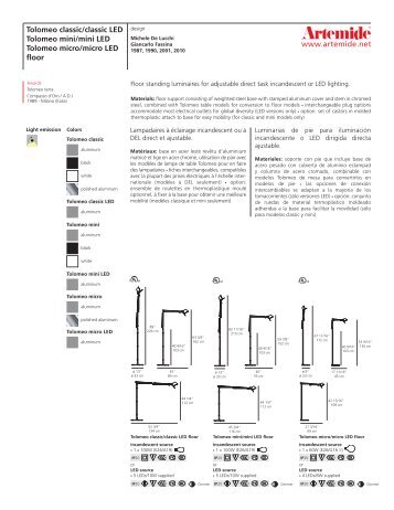 Tolomeo classic/classic LED Tolomeo mini/mini LED ... - Artemide