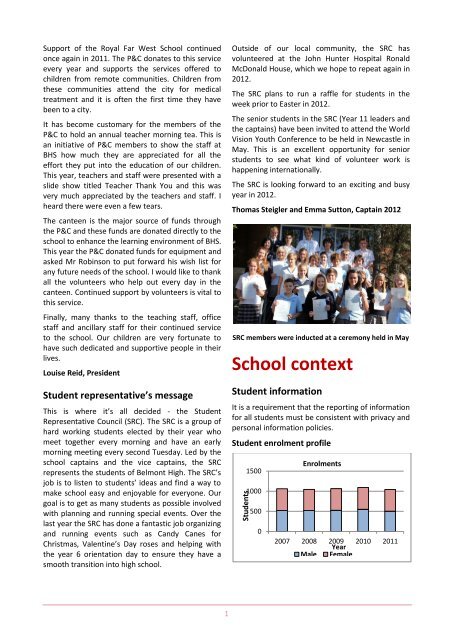 Belmont High School Annual School Report - Millennium