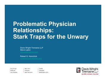 Problematic Physician Relationships - Davis Wright Tremaine