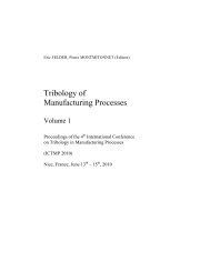 Tribology of Manufacturing Processes - Presses des Mines