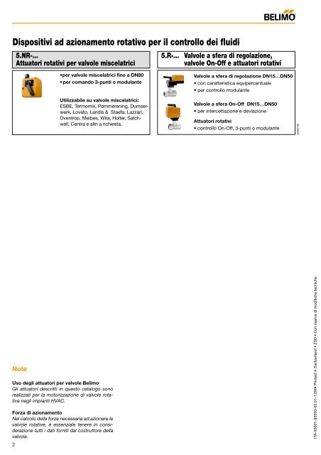 5.NR-2 Informazione prodotti Attuatori rotativi per valvole ... - Belimo