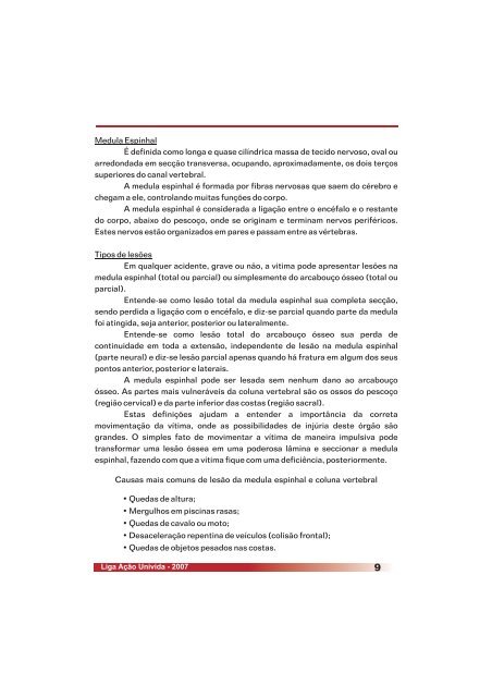 Manual de Primeiros Socorros - Ação Univida - Unifenas