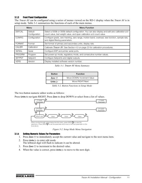 Tracer AV Installation Manual - Rice Lake Weighing Systems