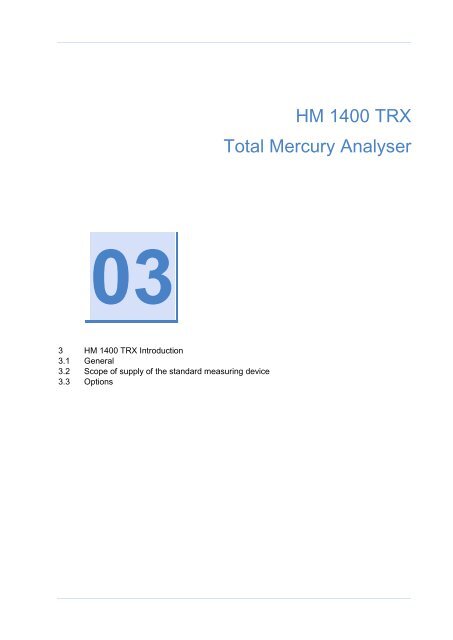 HM 1400 TRX Total Mercury Analyser - Webshop, Gas Analysis ...