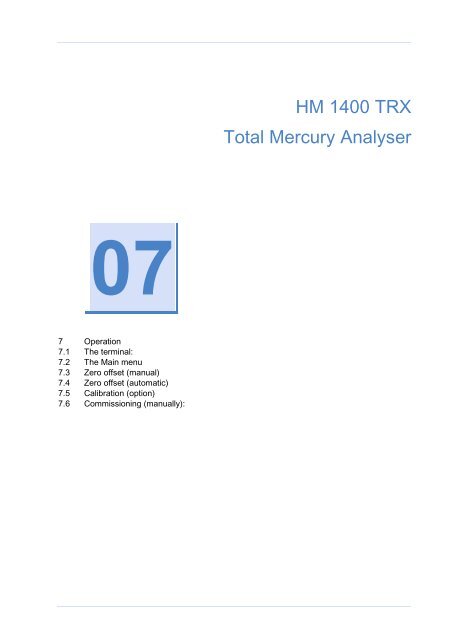 HM 1400 TRX Total Mercury Analyser - Webshop, Gas Analysis ...