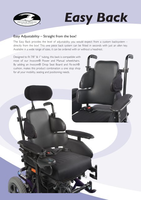 Invacare Freedom Easy Back Brochure - The Mobility Aids Centre