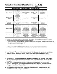 Pendulum Test Review Key