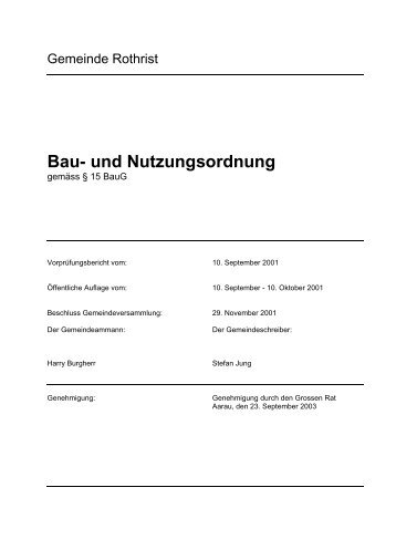 Bau- und Nutzungsordnung - Gemeinde Rothrist