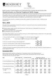 Questionnaire on Dental Hygienist Skills Usage - British Society of ...