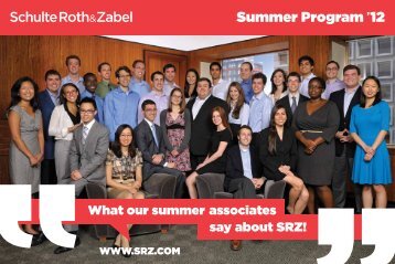 SRZ Summer Program '12 - Schulte Roth & Zabel LLP