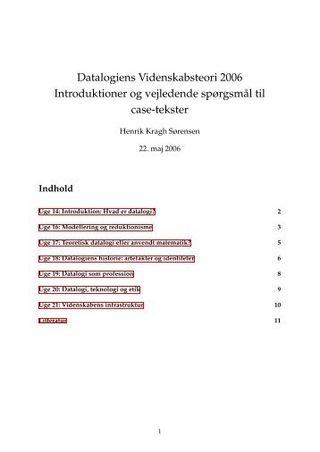 Datalogiens Videnskabsteori 2006 Introduktioner og vejledende ...